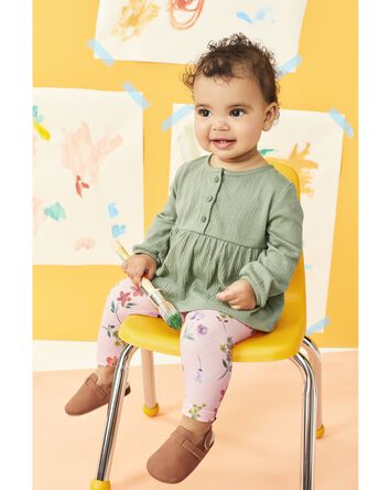 Baby 2-Piece Crinkle Jersey Top & Floral Legging Set, 